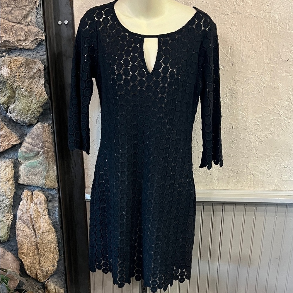 Yoana Baraschi Black Lace Circle Pattern Dress